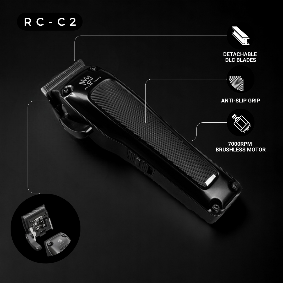 Hair Clippers (RC - C2) - (Pre - order: Ships By June 9th) - Royal Clips Hair Clippers, Barber Tools, Shaver, Gifts for men, hair trimmer, beard kit, beard shaver