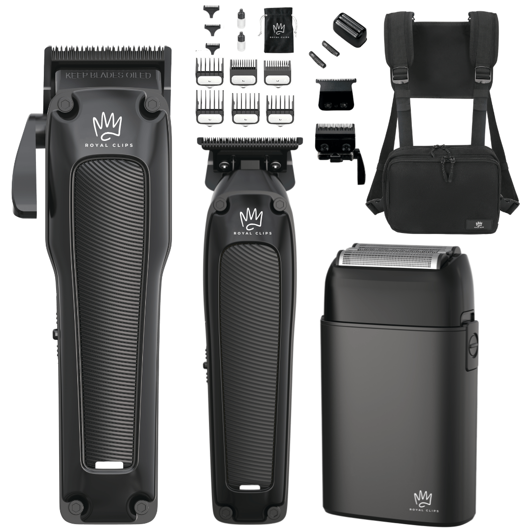 Pro Bundle - Royal Clips Hair Clippers, Barber Tools, Shaver, Gifts for men, hair trimmer, beard kit, beard shaver